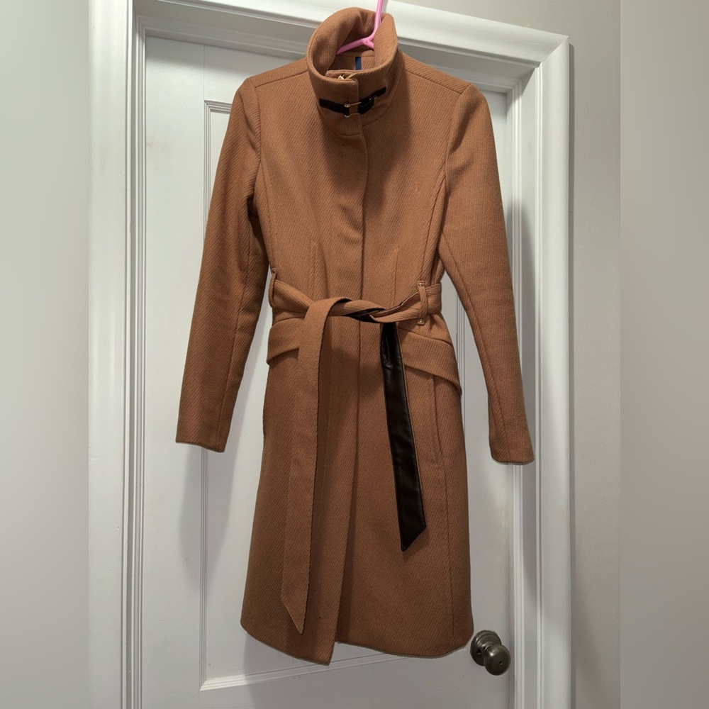 Cole Haan women’s wool blend belted wrap coat